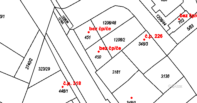 Popice 43087566 na parcele st. 450 v KÚ Popice, Katastrální mapa