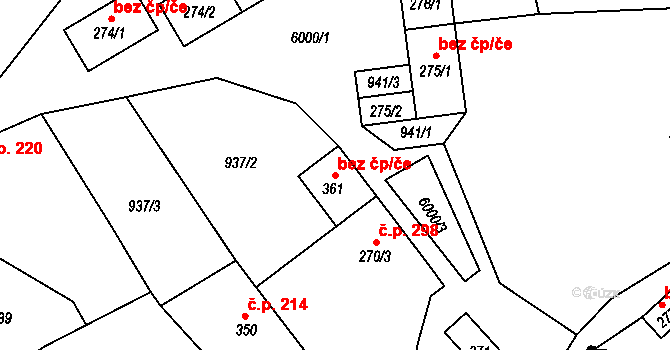 Javorník 47763566 na parcele st. 361 v KÚ Javorník nad Veličkou, Katastrální mapa