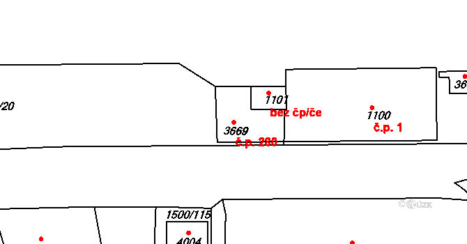Nádražní Předměstí 280, Český Krumlov na parcele st. 3669 v KÚ Český Krumlov, Katastrální mapa