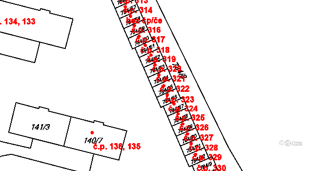 Provodín 323 na parcele st. 784/65 v KÚ Provodín, Katastrální mapa