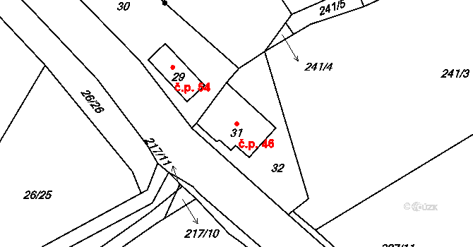 Beroun-Hostim 46, Beroun na parcele st. 31 v KÚ Hostim u Berouna, Katastrální mapa