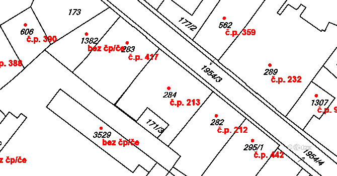 Náchod 213 na parcele st. 284 v KÚ Náchod, Katastrální mapa