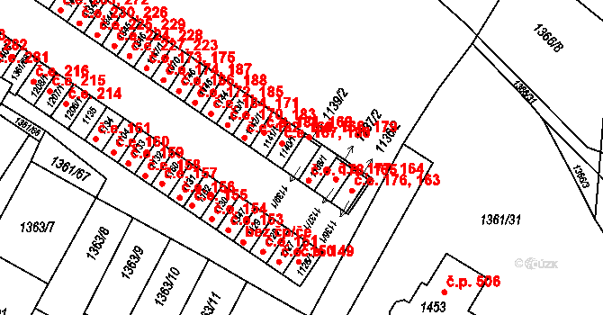 Brtnice 166,179 na parcele st. 1139/1 v KÚ Brtnice, Katastrální mapa