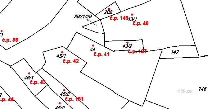 Besednice 41 na parcele st. 44 v KÚ Besednice, Katastrální mapa