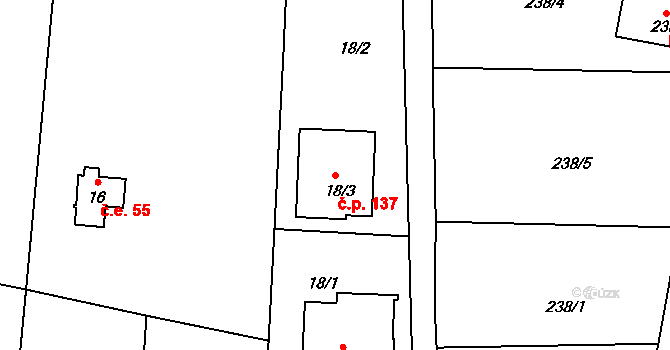 Chlum 137, Křemže na parcele st. 18/3 v KÚ Chlum u Křemže, Katastrální mapa