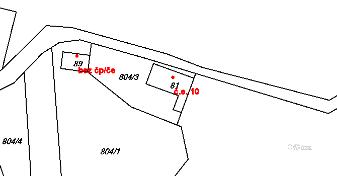 Lhota 10, Liběšice na parcele st. 81 v KÚ Lhota u Nečemic, Katastrální mapa
