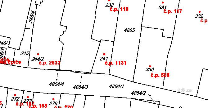 Louny 1131 na parcele st. 241 v KÚ Louny, Katastrální mapa