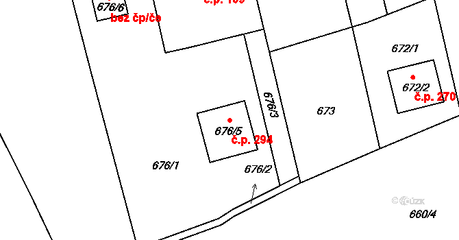Svádov 294, Ústí nad Labem na parcele st. 676/5 v KÚ Svádov, Katastrální mapa