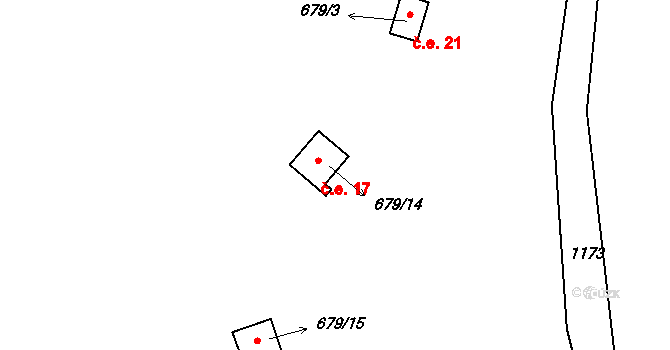 Robčice 17, Útušice na parcele st. 679/14 v KÚ Robčice u Štěnovic, Katastrální mapa