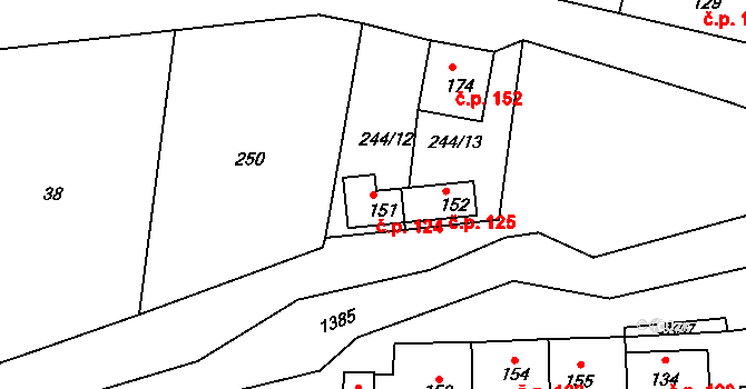 Žopy 124, Holešov na parcele st. 151 v KÚ Žopy, Katastrální mapa
