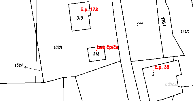 Doubravice 120080567 na parcele st. 318 v KÚ Doubravice u Dvora Králové, Katastrální mapa