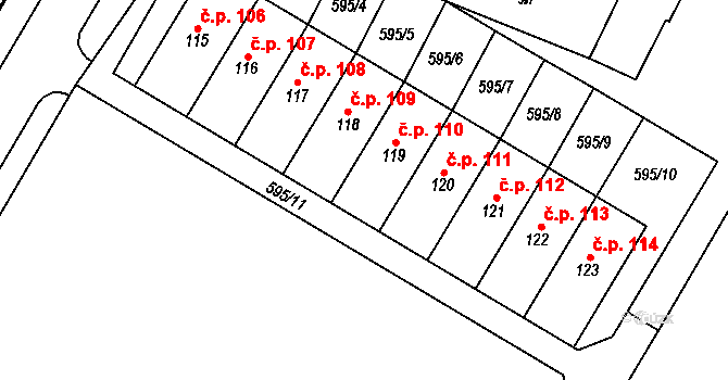 Krahulčí 110 na parcele st. 119 v KÚ Krahulčí u Telče, Katastrální mapa