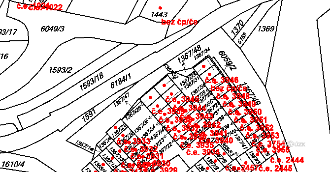 Jihlava 3945 na parcele st. 1367/32 v KÚ Jihlava, Katastrální mapa