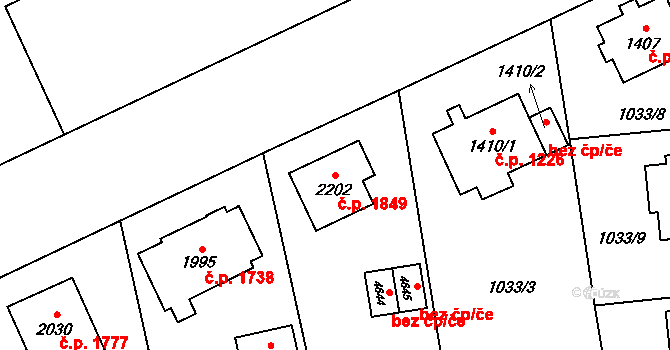 Šumperk 1849 na parcele st. 2202 v KÚ Šumperk, Katastrální mapa
