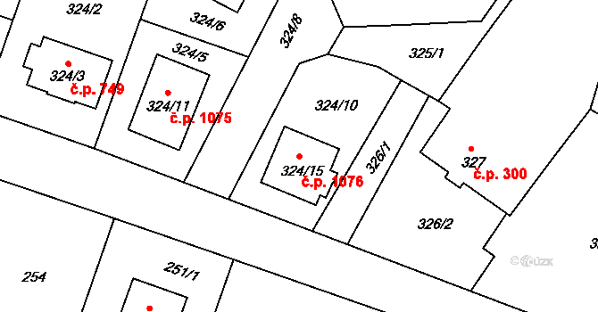 Třeboň II 1076, Třeboň na parcele st. 324/15 v KÚ Třeboň, Katastrální mapa
