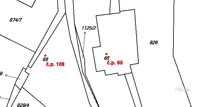 Želivec 95, Sulice na parcele st. 65 v KÚ Sulice, Katastrální mapa
