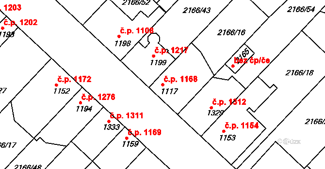Lysá nad Labem 1168 na parcele st. 1117 v KÚ Lysá nad Labem, Katastrální mapa