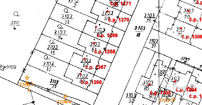 Poděbrady III 1268, Poděbrady na parcele st. 3103/61 v KÚ Poděbrady, Katastrální mapa
