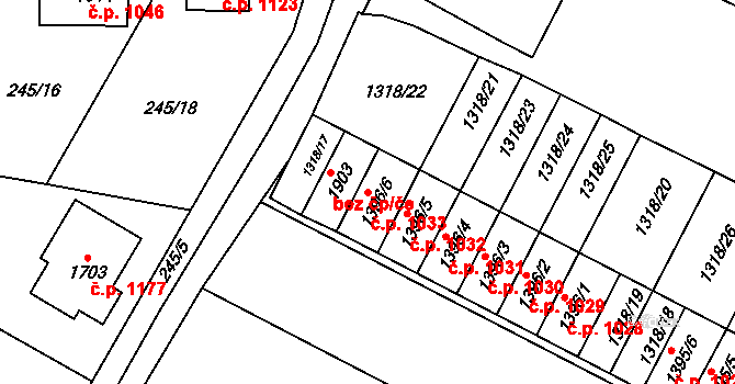 Litovel 1033 na parcele st. 1396/6 v KÚ Litovel, Katastrální mapa