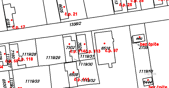 Podchlumí 113, Mladá Boleslav na parcele st. 7024 v KÚ Mladá Boleslav, Katastrální mapa