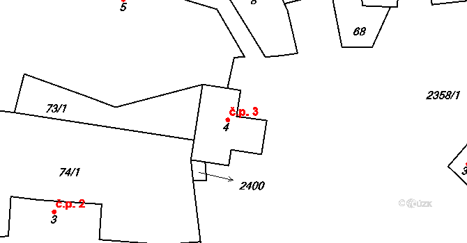 Mečichov 3 na parcele st. 4 v KÚ Mečichov, Katastrální mapa