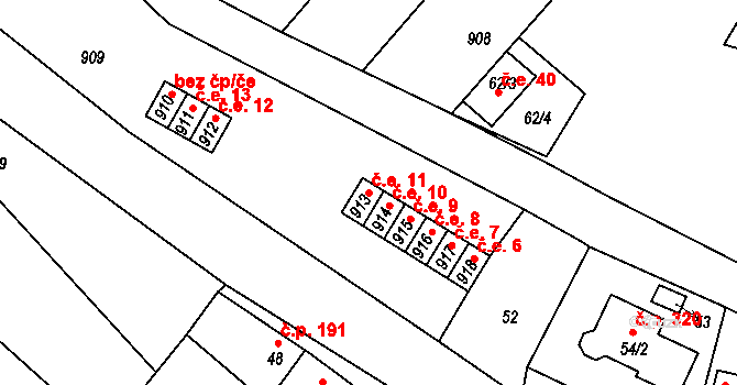 Prace 11 na parcele st. 913 v KÚ Prace, Katastrální mapa