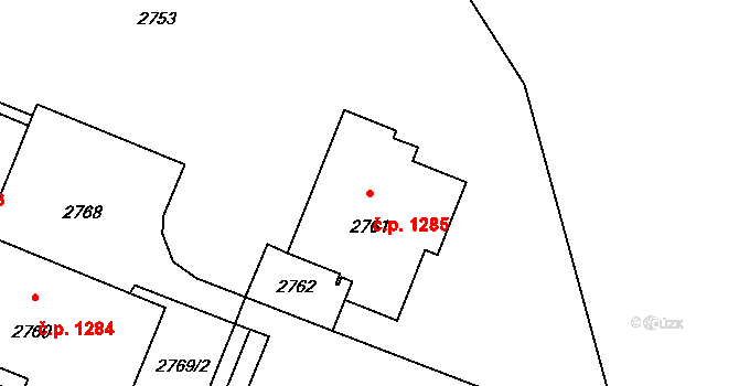 Město 1285, Havířov na parcele st. 2761 v KÚ Havířov-město, Katastrální mapa