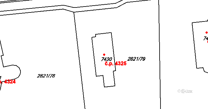 Kroměříž 4325 na parcele st. 7430 v KÚ Kroměříž, Katastrální mapa