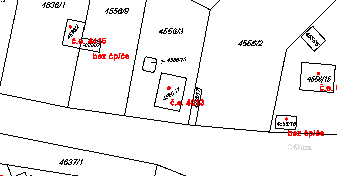 Znojmo 4013 na parcele st. 4556/11 v KÚ Znojmo-město, Katastrální mapa