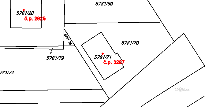 Přerov I-Město 3287, Přerov na parcele st. 5781/71 v KÚ Přerov, Katastrální mapa