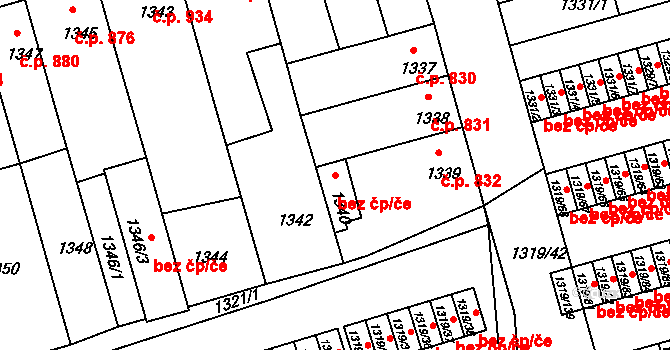 Benešov 30471567 na parcele st. 1340 v KÚ Benešov u Prahy, Katastrální mapa