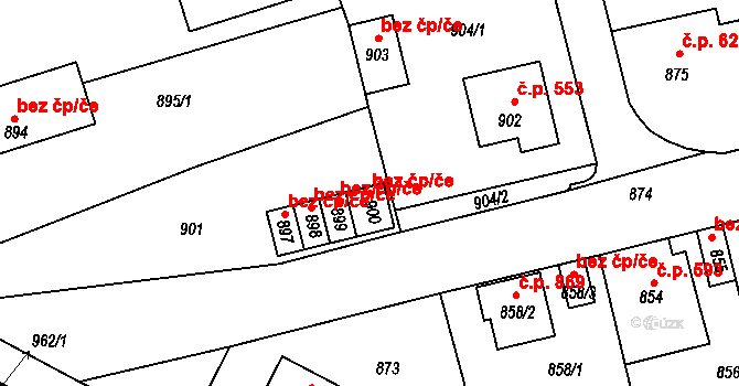 Libušín 38595567 na parcele st. 900 v KÚ Libušín, Katastrální mapa