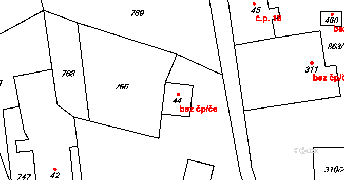 Benešov u Semil 38867567 na parcele st. 44 v KÚ Benešov u Semil, Katastrální mapa