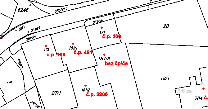 Rožnov pod Radhoštěm 39550567 na parcele st. 181/3 v KÚ Rožnov pod Radhoštěm, Katastrální mapa