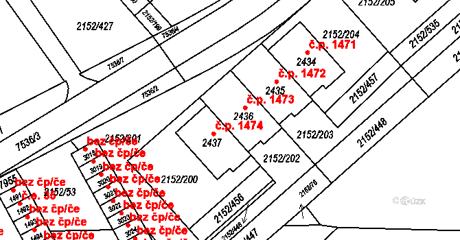 Napajedla 1473 na parcele st. 2436 v KÚ Napajedla, Katastrální mapa