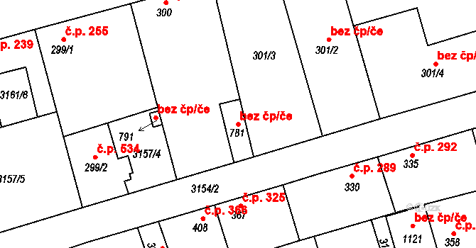 Kryry 40602567 na parcele st. 781 v KÚ Kryry, Katastrální mapa