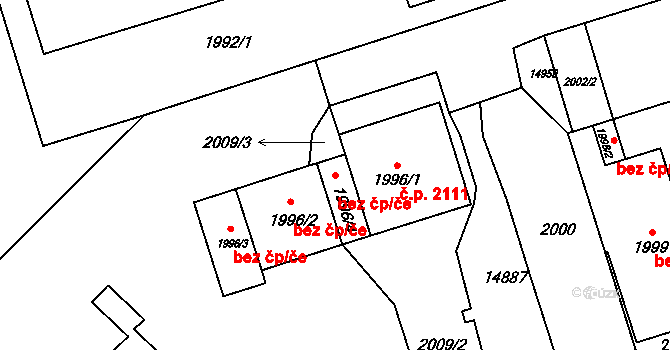 Vsetín 41771567 na parcele st. 1996/4 v KÚ Vsetín, Katastrální mapa