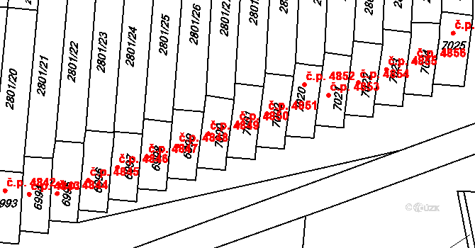 Zlín 4850 na parcele st. 7001 v KÚ Zlín, Katastrální mapa