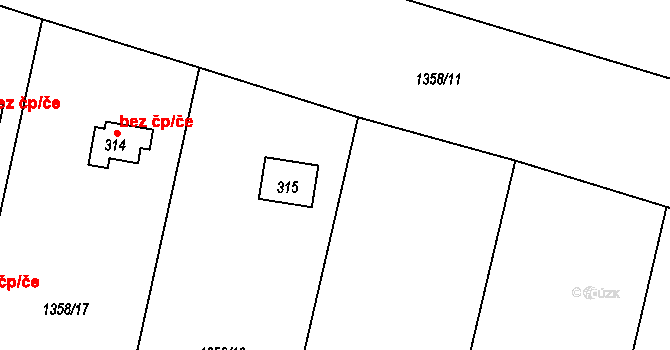 Nový Rychnov 45283567 na parcele st. 315 v KÚ Nový Rychnov, Katastrální mapa