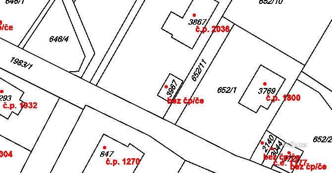 Náchod 45578567 na parcele st. 3967 v KÚ Náchod, Katastrální mapa