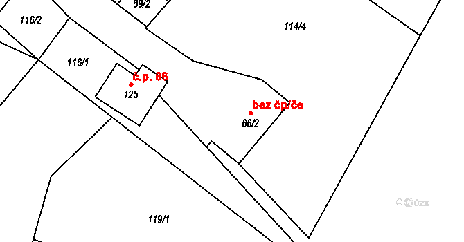 Holčovice 45636567 na parcele st. 66/2 v KÚ Hejnov, Katastrální mapa