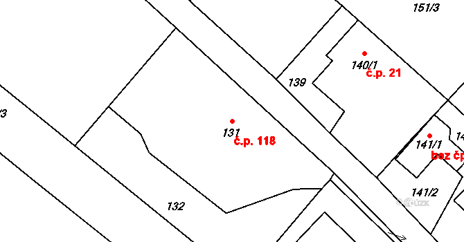 Darkovičky 118, Hlučín na parcele st. 131 v KÚ Darkovičky, Katastrální mapa