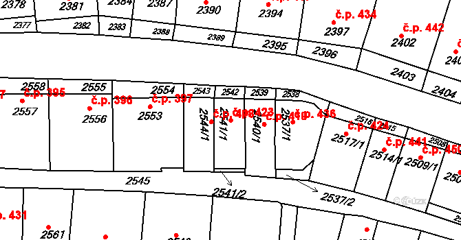 Nivnice 423 na parcele st. 2541/1 v KÚ Nivnice, Katastrální mapa