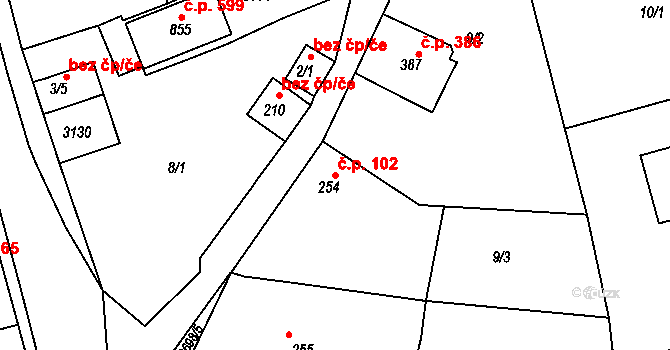 Zlechov 102 na parcele st. 254 v KÚ Zlechov, Katastrální mapa