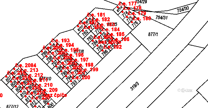 Brno 49131567 na parcele st. 786 v KÚ Lesná, Katastrální mapa