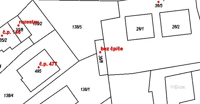 Doubravice nad Svitavou 49449567 na parcele st. 36/6 v KÚ Doubravice nad Svitavou, Katastrální mapa