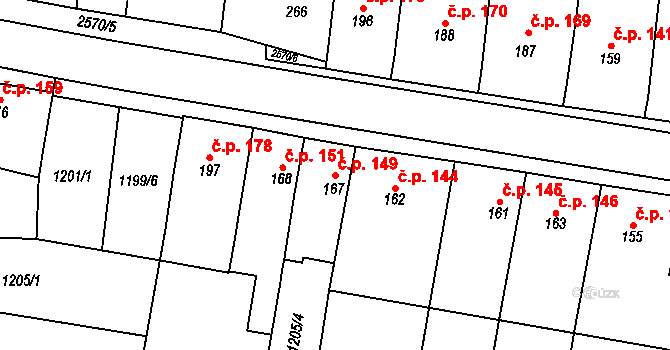 Mrákotín 149 na parcele st. 167 v KÚ Mrákotín u Telče, Katastrální mapa