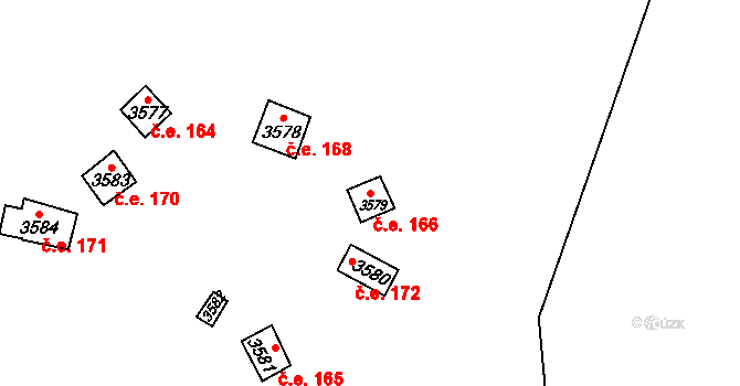 Řevnice 166 na parcele st. 3579 v KÚ Řevnice, Katastrální mapa