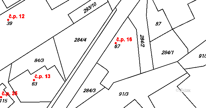 Habřinka 16, Bukovka na parcele st. 67 v KÚ Bukovka, Katastrální mapa