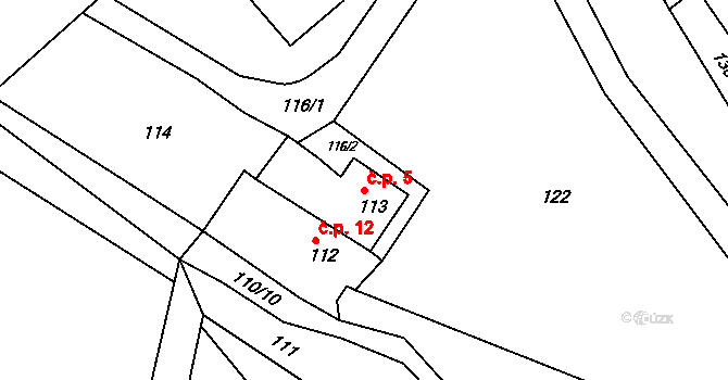Sychotín 5, Kunštát na parcele st. 113 v KÚ Sychotín, Katastrální mapa